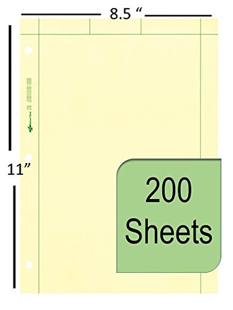 NATIONAL Brand Computation Pad, Plain & 5 X 5 Quad on Back, Green Paper, 8.5 X 11 200 Sheets (42389)