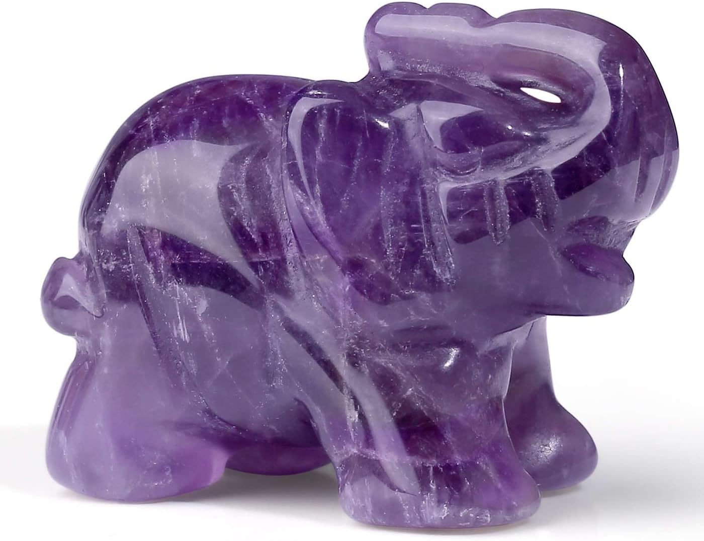 LAIDANLA 2Inch Amethyst Elephant Statue Healing Polished Cute Crystal Natural Gemstone Home Room Office Desk Kitchen Decoration Figurine Gifts Mental Energy