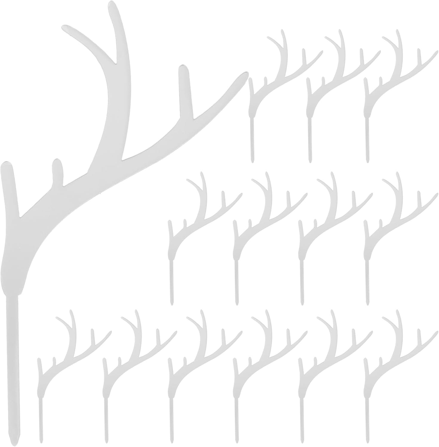 LUOZZY 20Pcs Reindeer Antlers Cake Toppers Christmas Cupcake Picks Deer Antler Cake Decoration Photo Props Xmas Party Supply - Silver image number 5