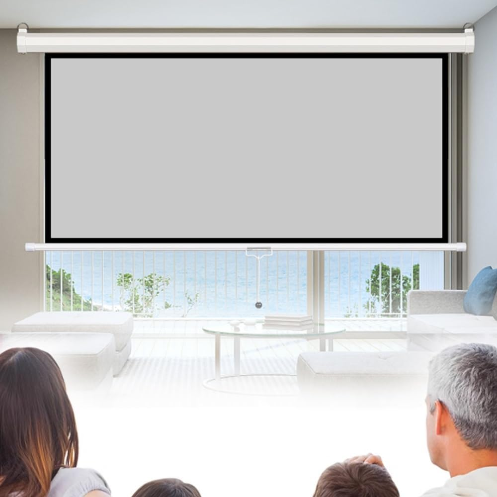 60"/72" Manual Pull down Projector Screen Auto-Lock, 4K HD Movie Screen for Office/Home Cinema/Outdoor, Retractable Projector Screen, Wall/Ceiling Mounted(60Inch(4:3)) image number 3