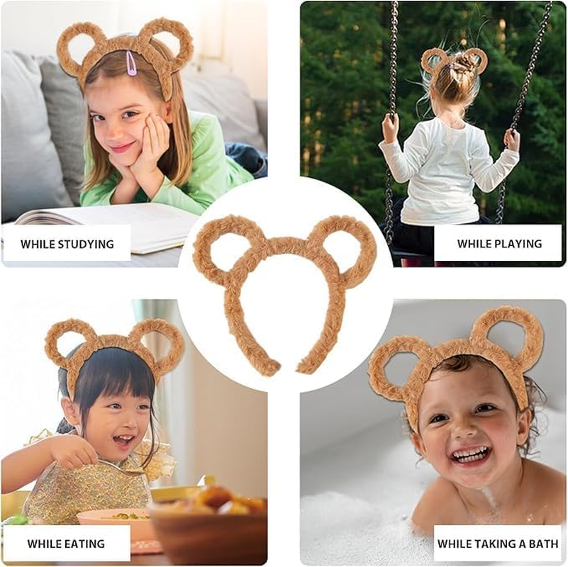 4-Piece Bear Ears Headband Set for Women, Plush Chipmunk & Bear Ear Headbands, Ideal for Halloween, Parties, Cosplay, and Daily Dress up by Ermaoo image number 4