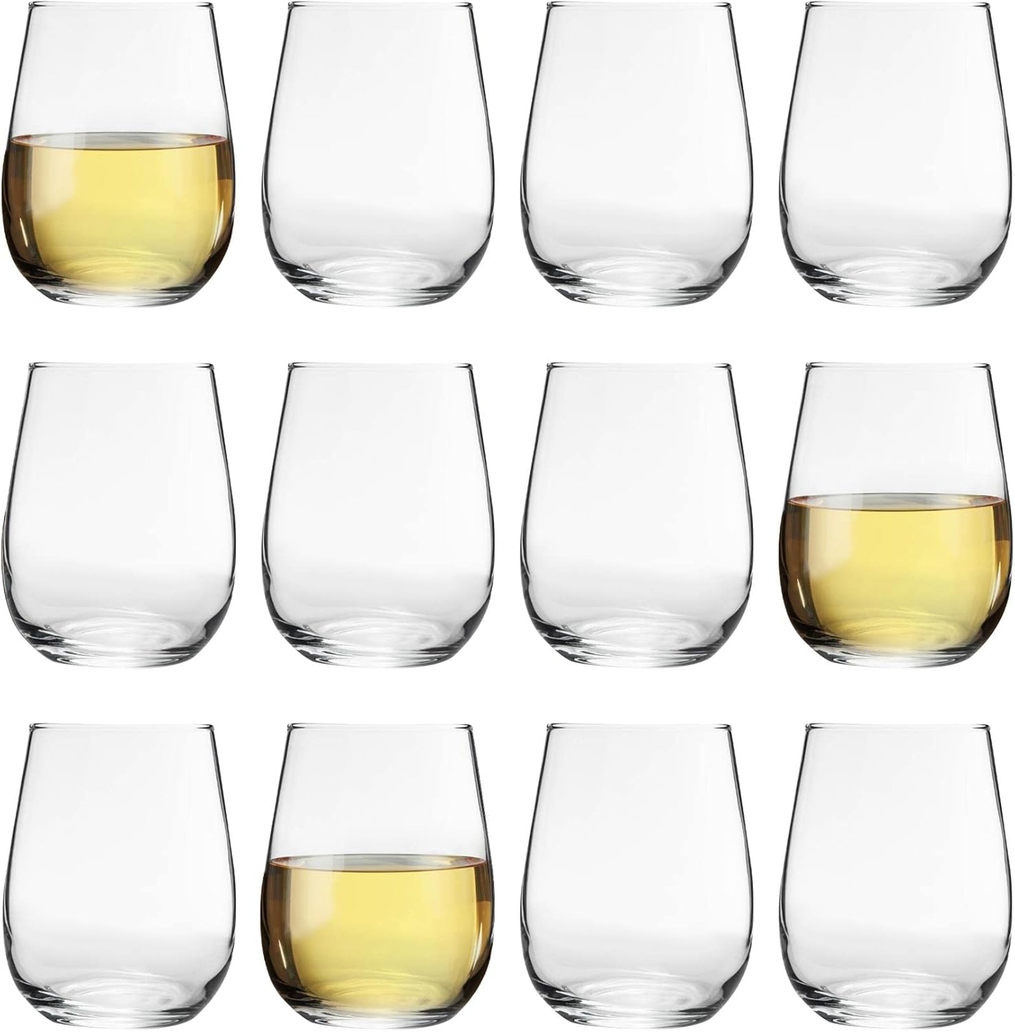 LAV Gaia Stemless White Wine Glasses Set - 360Ml - Pack of 12 Modern Glass Goblets Tumblers image number 5