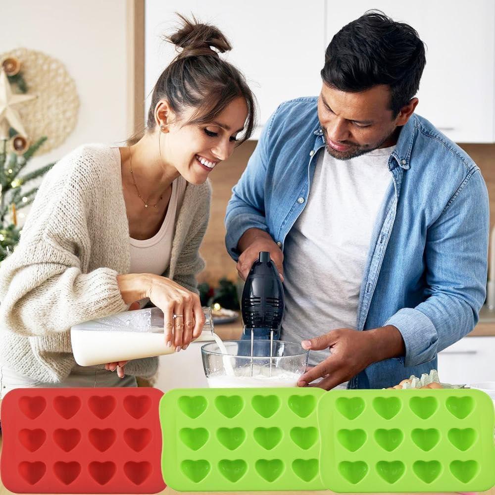 3 Packs 12 Cavities Heart Shaped Silicone Mold, Mini Muffin Pan for Chocolate Cake Jelly Pudding Handmade Soap Mould Candy Making image number 1