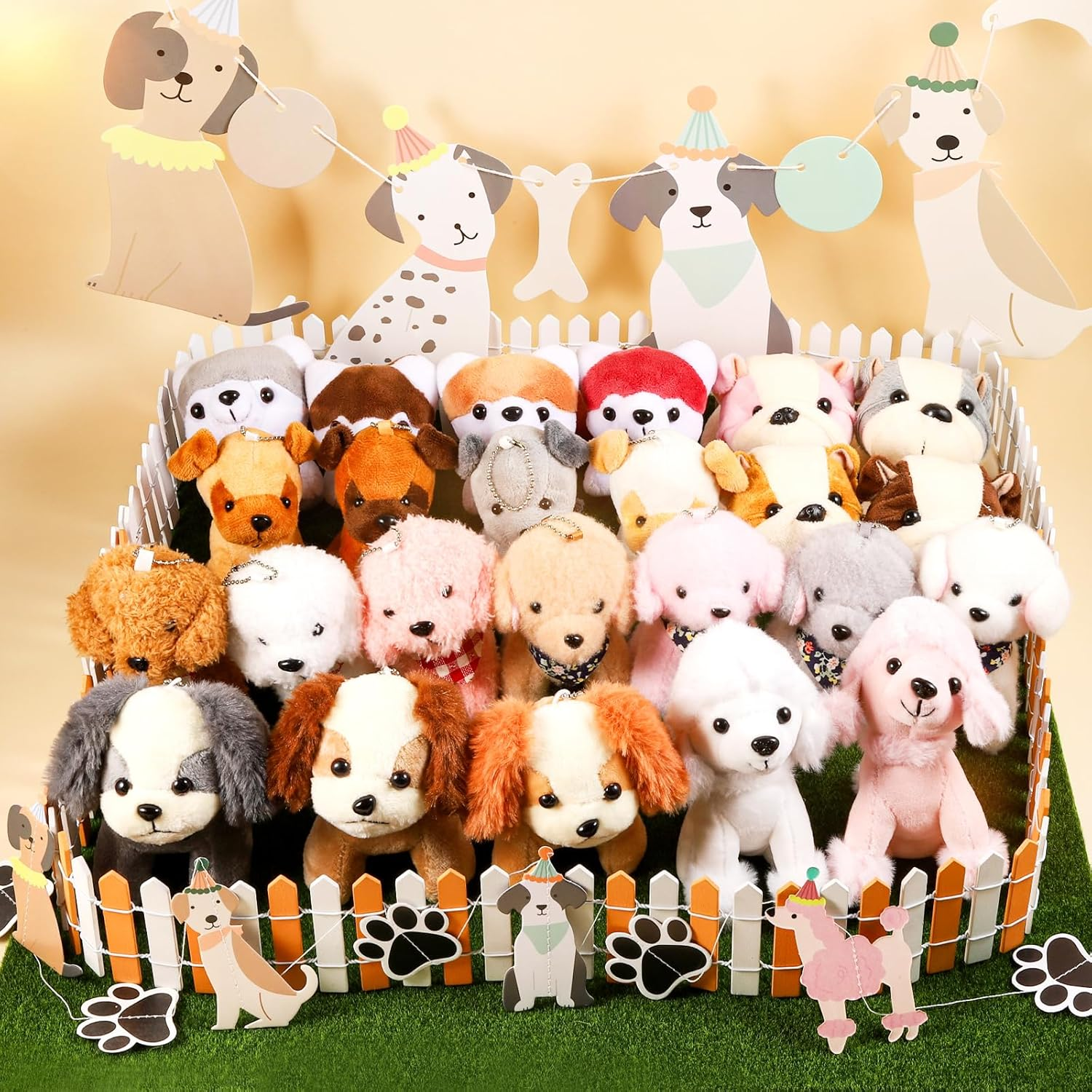 Niceup 24PCS Adopt Puppy Party Favors Bulk Mini Dog Paw Stuffed Animals Adoption Class Pet Puppy Toys Doll for Party Bag Christmas Valentine'S Day Goodie Bag Stuffer Gift Fillers image number 5