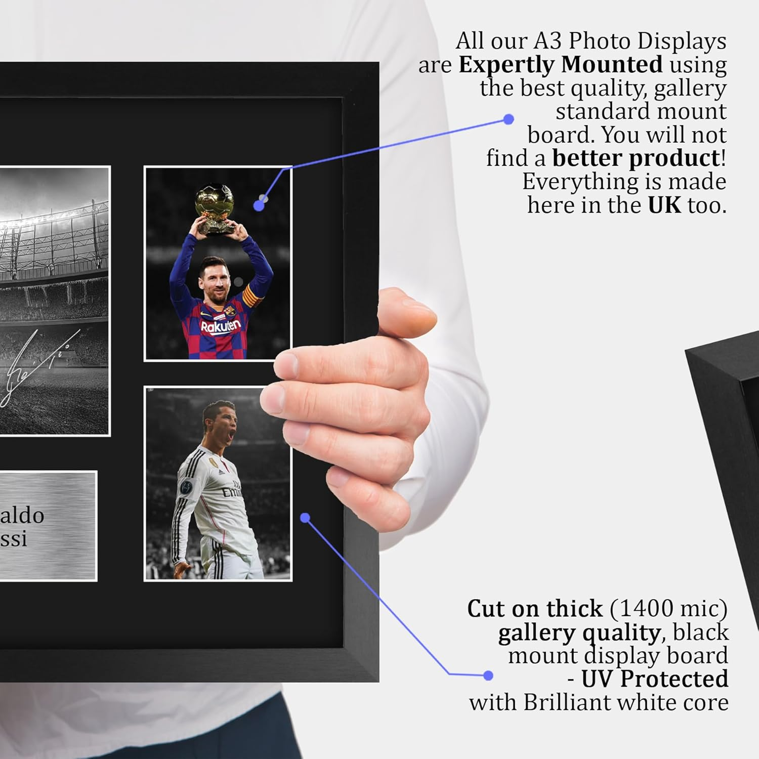 HWC Trading Cristiano Ronaldo & Lionel Messi Printed Memorabilia Signed Autograph Photograph Display for Football Fans and Supporters - A3 Framed image number 3