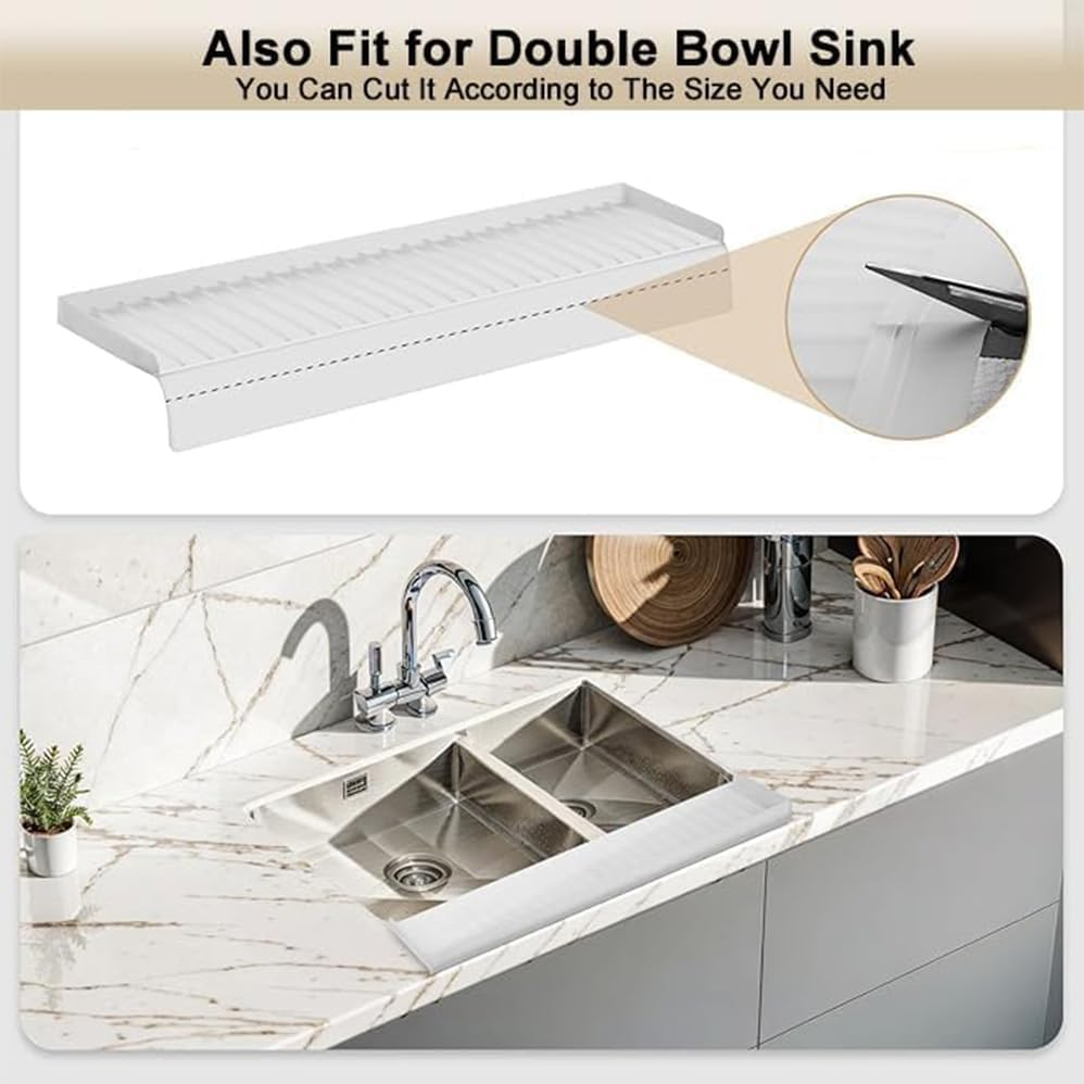 50.8 * 10.5Cm Silicone Kitchen Sink Splash Guard, Kitchen Edge Guard, Gray Sink Mat, Kitchen Sink Mat, Adjustable Countertop to Fit Various Kitchen image number 2