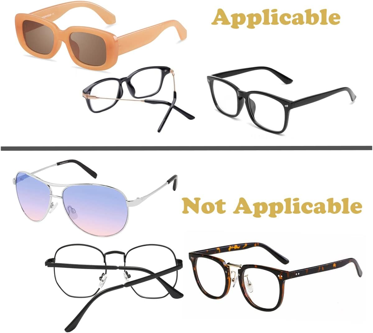 Eyeglass Nose Pads, Soft Non-Slip Foam Nose Pads Self Adhesive for Sunglasses,Plastic Frames Glasses,Glasses,D-Shape,20 Pairs(Black) - Skin Color image number 5