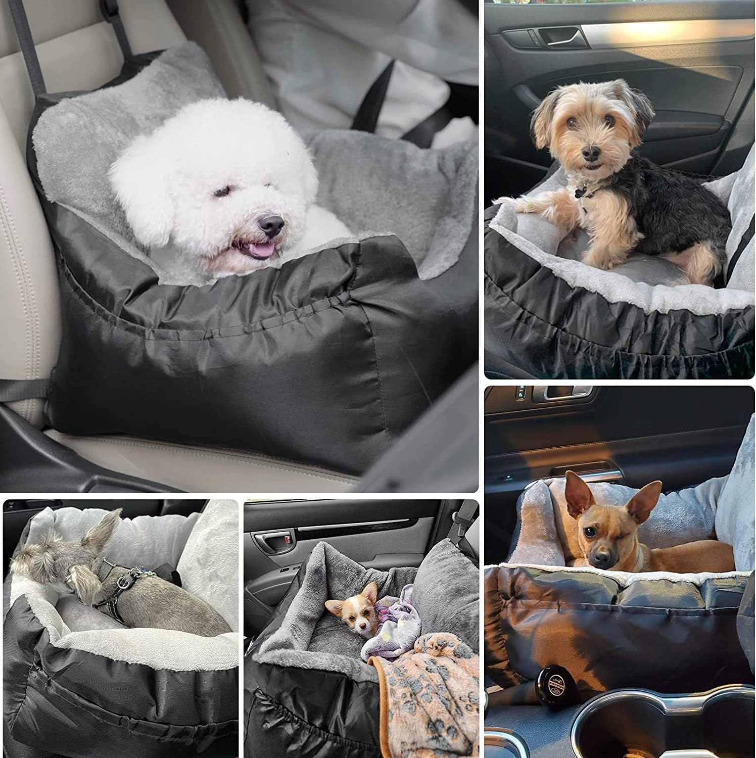 Dog Car Seat for Small and Medium Dogs,Car Seat for Dogs Removable and Washable Dog Booster Seat under 30Lbs, Pet Car Seat Travel Bed with Storage Bag and Dog Safety Belt (Black) image number 1