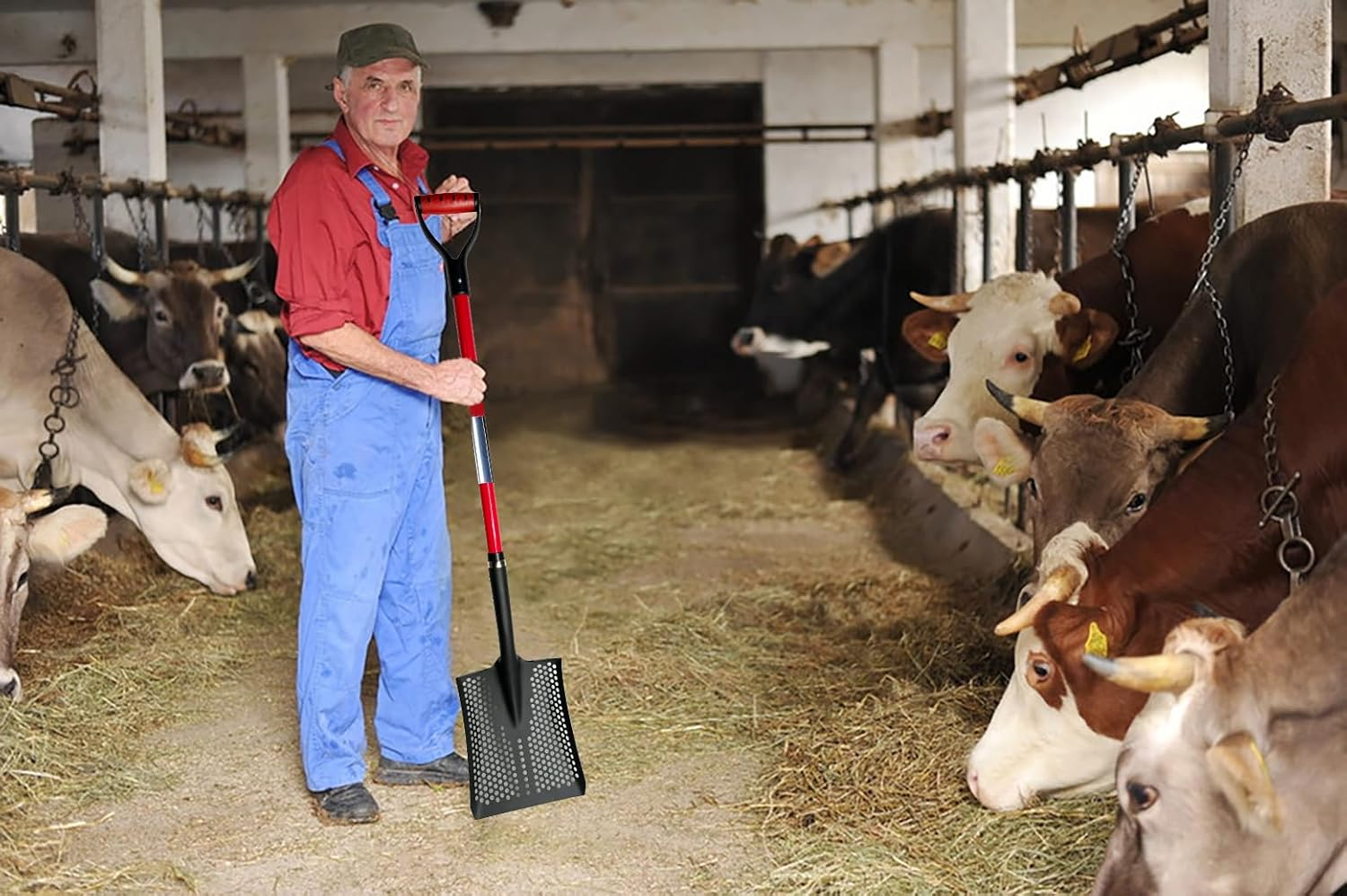 Virellisee 53.5" Sand Sifter Shovel, Heavy Duty Sand Sifter Square Cleaning Scoop Grip for Beach, Chicken Coop Poop Shovel -Black image number 3