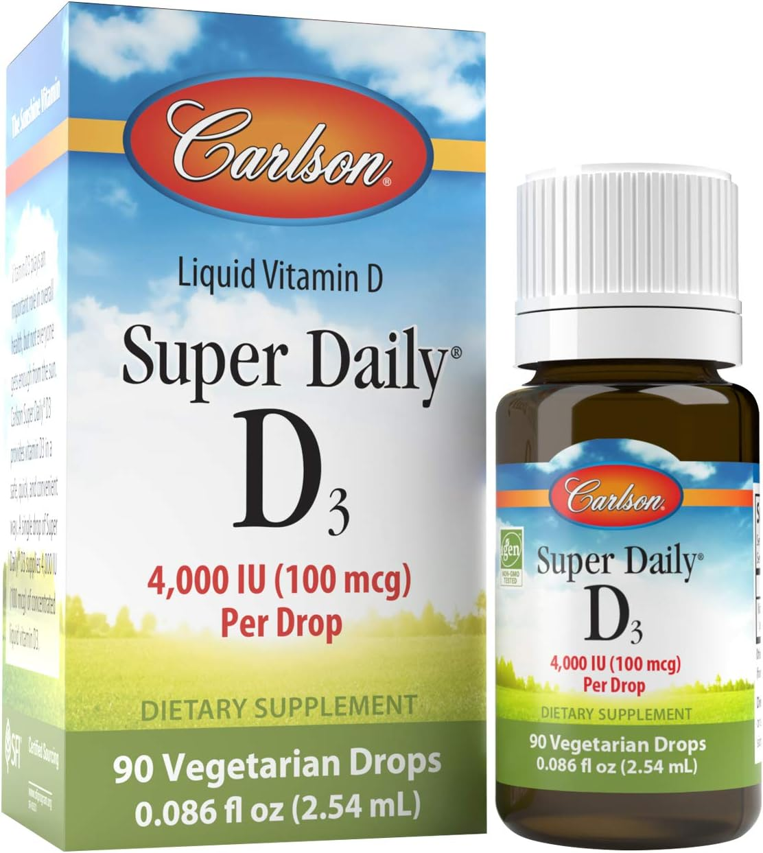 Carlson - Super Daily D3 4,000 IU (100 Mcg) per Drop, Vitamin D Drops, Immune Support, Heart Health, Liquid Vitamin D3, Unflavored, 90 Drops image number 2