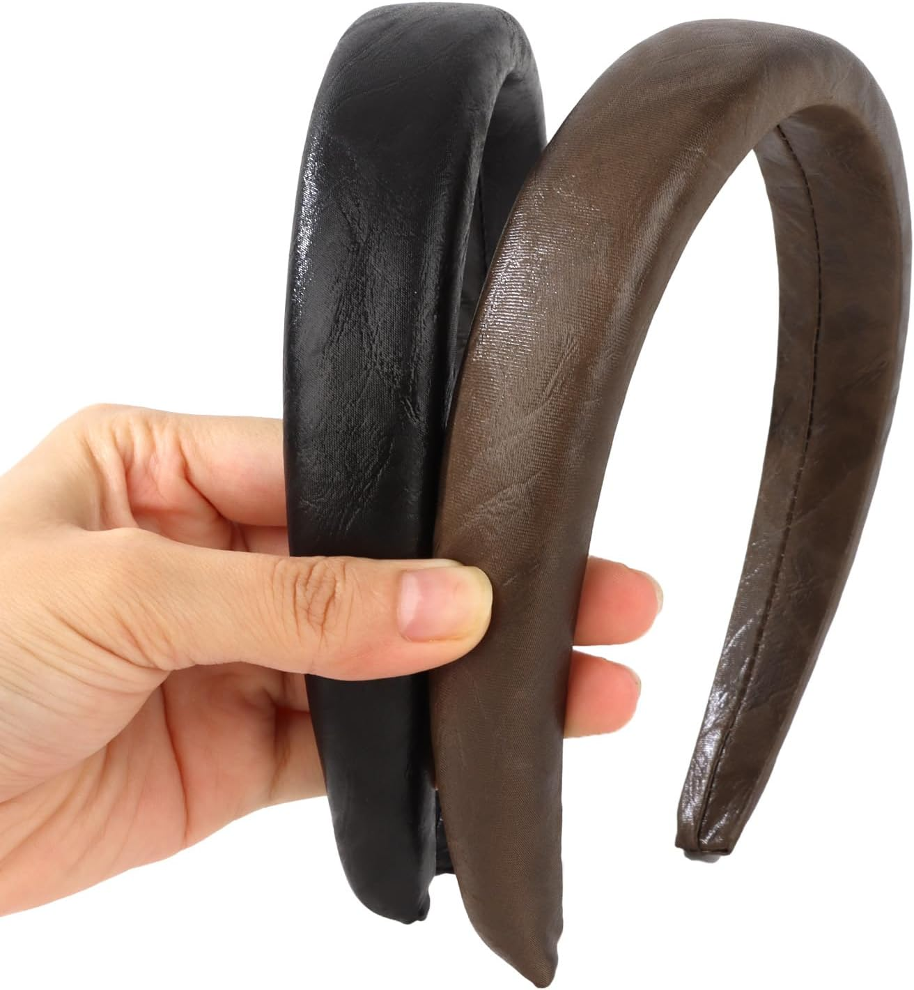 Pruadeor Pack of 2 Leather Headbands, Women'S Fashionable Hair Band for Women, Hair Accessories image number 1