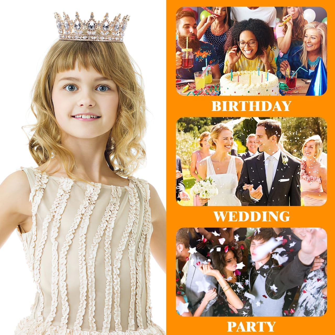 ULTECHNOVO Queen Rhinestone Crown for Women: Royal Crystal Headband for the Bride Headpiece for the Quinceanera Hair Accessories for Costume Parties Weddings Birthdays Proms image number 5