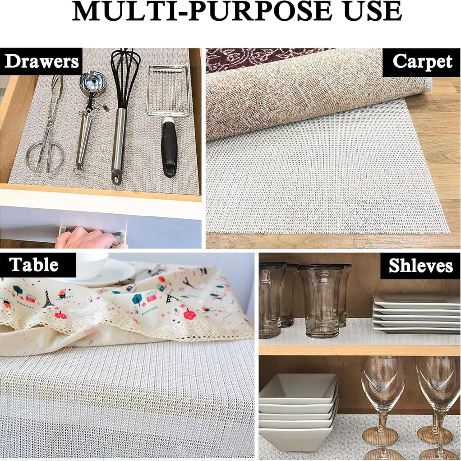 XBOGO anti Slip Rug Underlay PVC Non Slip Matting Rug Underlay Antislippery Mat Underlay Non Slip Carpet Rug Gripper Pad Multipurpose for Drawers Shelves Tray Carpet, Used on Hard Smooth (120*200Cm) image number 4