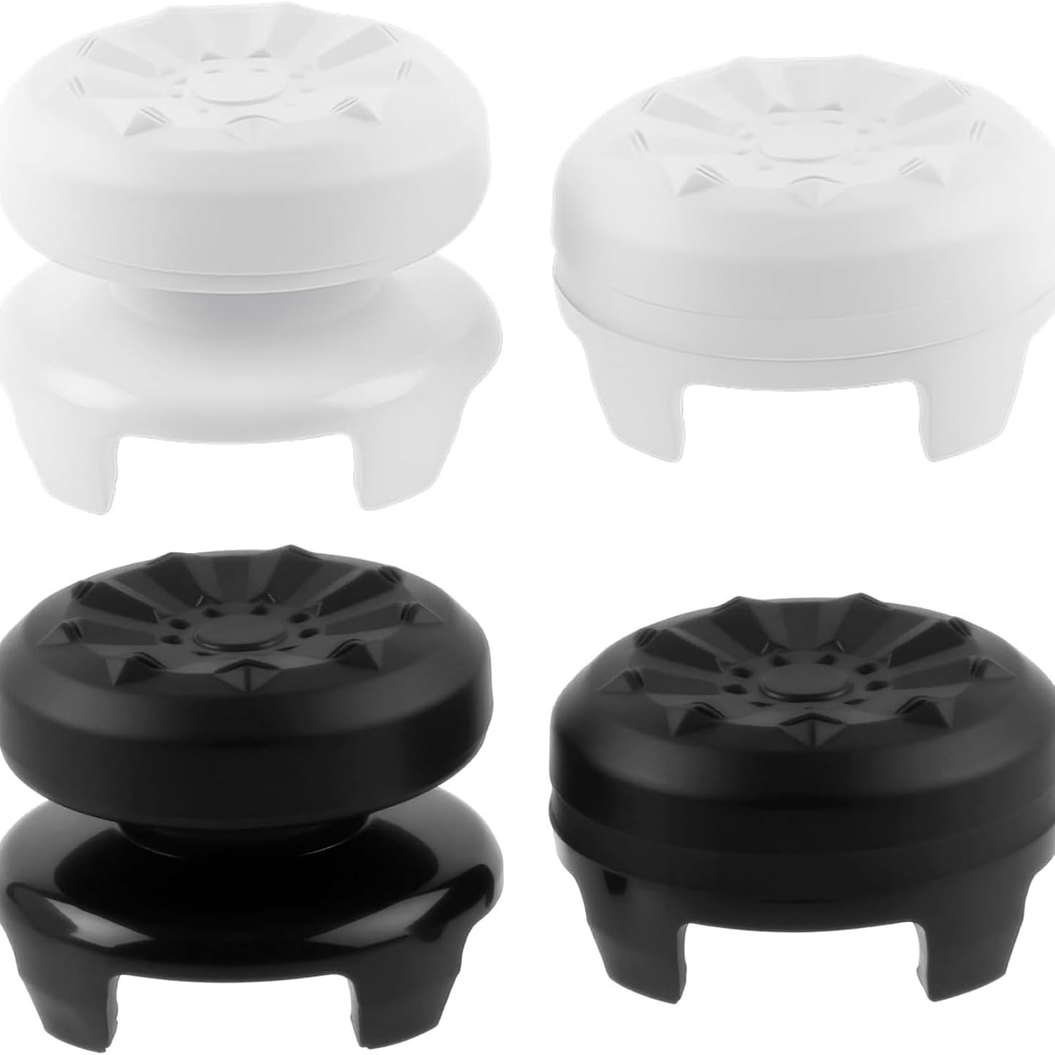 2 Pairs Black & White Non-Slip for PS5 Thumb Grips, Silicone Joystick Caps for PS5/PS4 Controllers, Controller Accessories to Improve Grip & Control