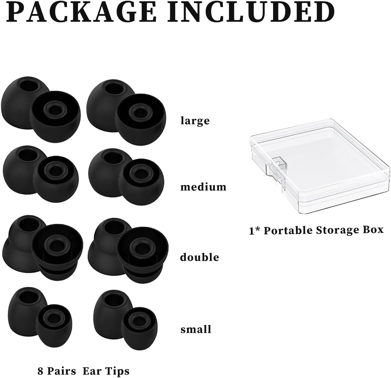 8 Pairs Replacement Eartips Silicone Earbuds for Beats Powerbeats Pro Earphone, Secure Fit, Waterproof and Sweatproof (Black) image number 5