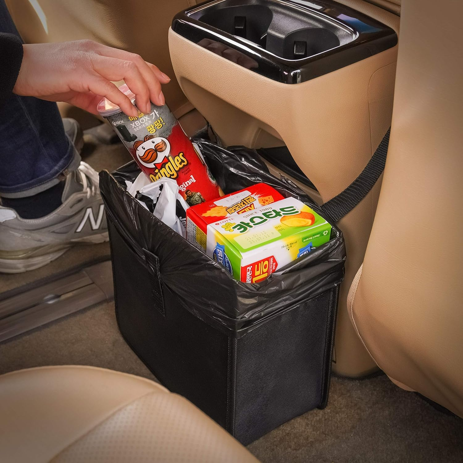 ARREBOL Foldable Car Trash Can, Large Capacity Water-Proof Hanging Car Trash Bin & Organiser Bag for Cars, SUV, Truck, RV