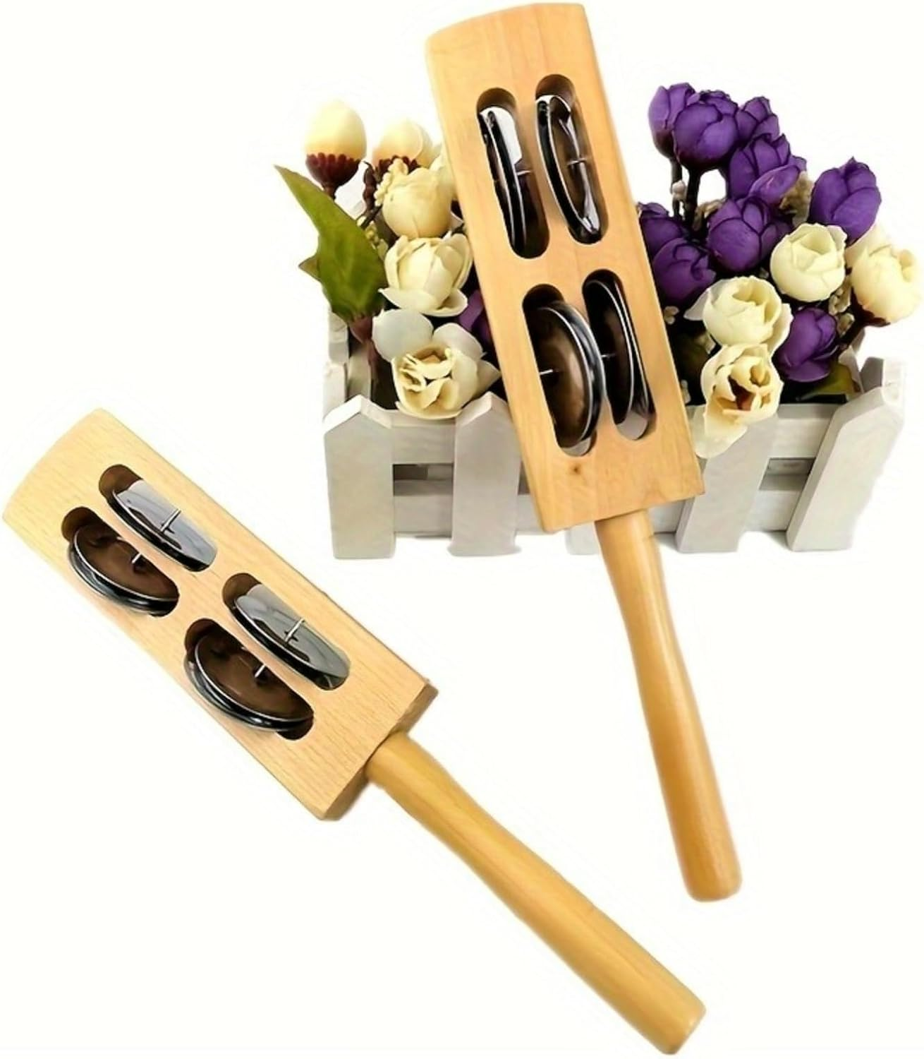 Wooden Sleigh Bells, Eco-Friendly Percussion Instrument for Rhythm Training, Music Creation & Festival Decor, Handcrafted with Sustainable Wood, Ideal for Musicians, Events&Sound Therapy (2Bell+4Bell) image number 2