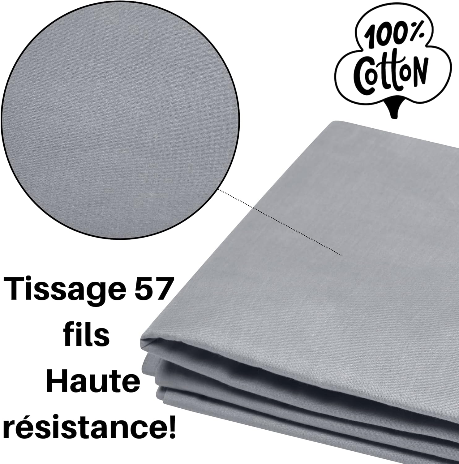 Lovely Casa - Flat Sheet - Size 180 X 290 Cm - 100% Cotton Certified According to Oeko-Tex - Mouse Colour - Model Eden - Bed Linen for Home - Soft and Comfortable for Cosy Cot Bumpers image number 3