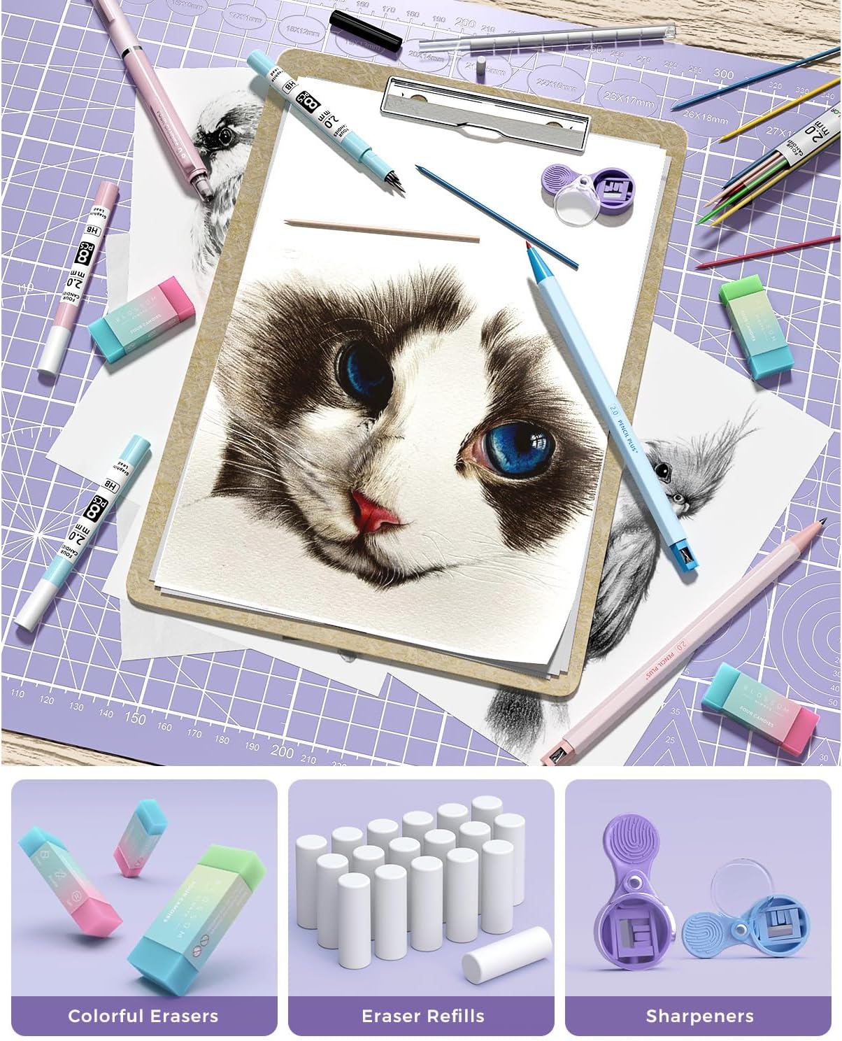 Four Candies 36PCS Aesthetic School Supplies, Mechanical Pencils 0.5Mm, 0.7Mm, 0.9Mm & 2.0Mm with 624PCS Lead Refills, Cute Mechanical Pencils for Writing, Drawing & Drafting (Pink) - Green image number 5