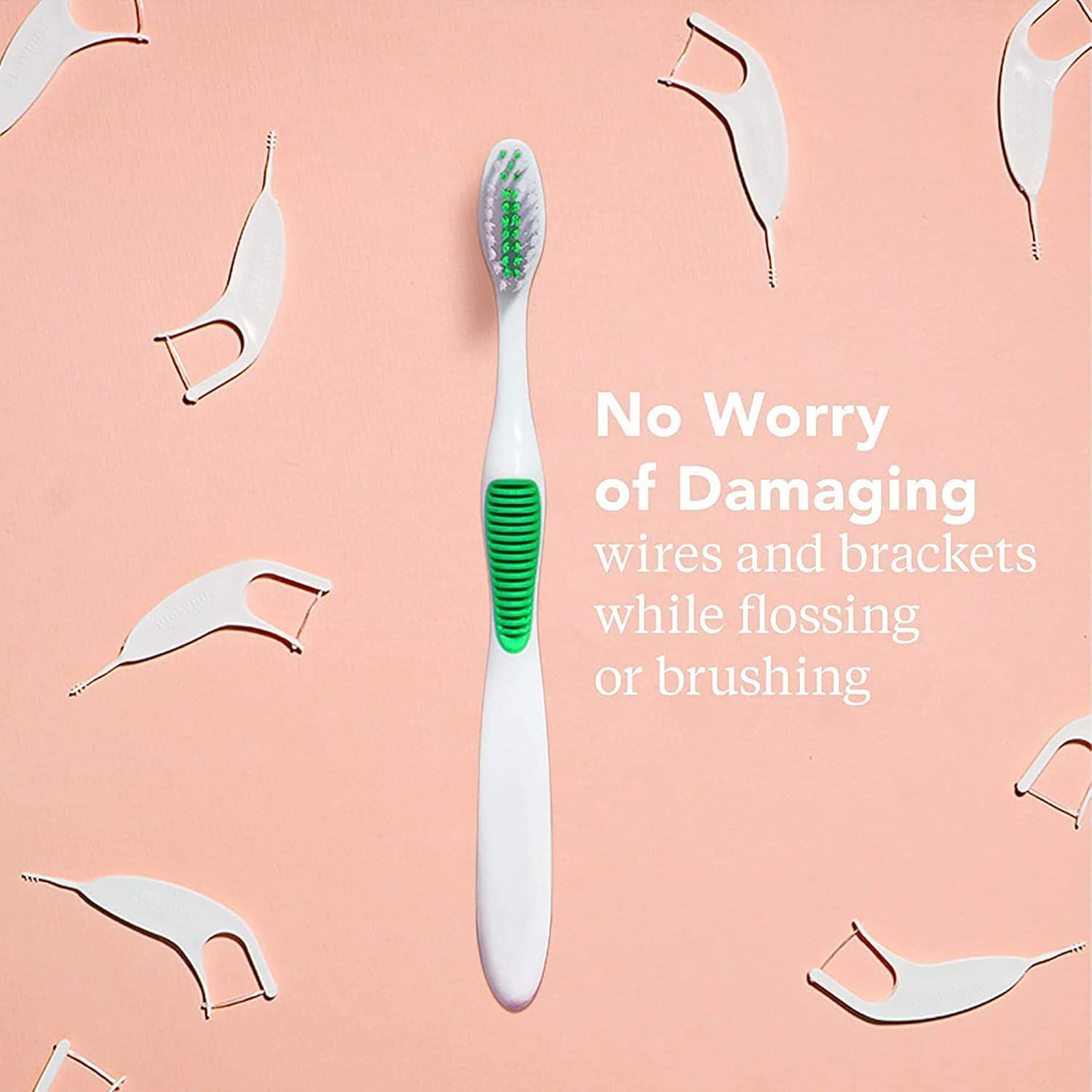 Platypus Orthodontic Toothbrush - Effectively Fights Bad Breath - Ideal for Braces - Soft, Angled Bristles for Better Access around Brackets and Archwires - Comfortable Silicone Grip - 1 Pc image number 3