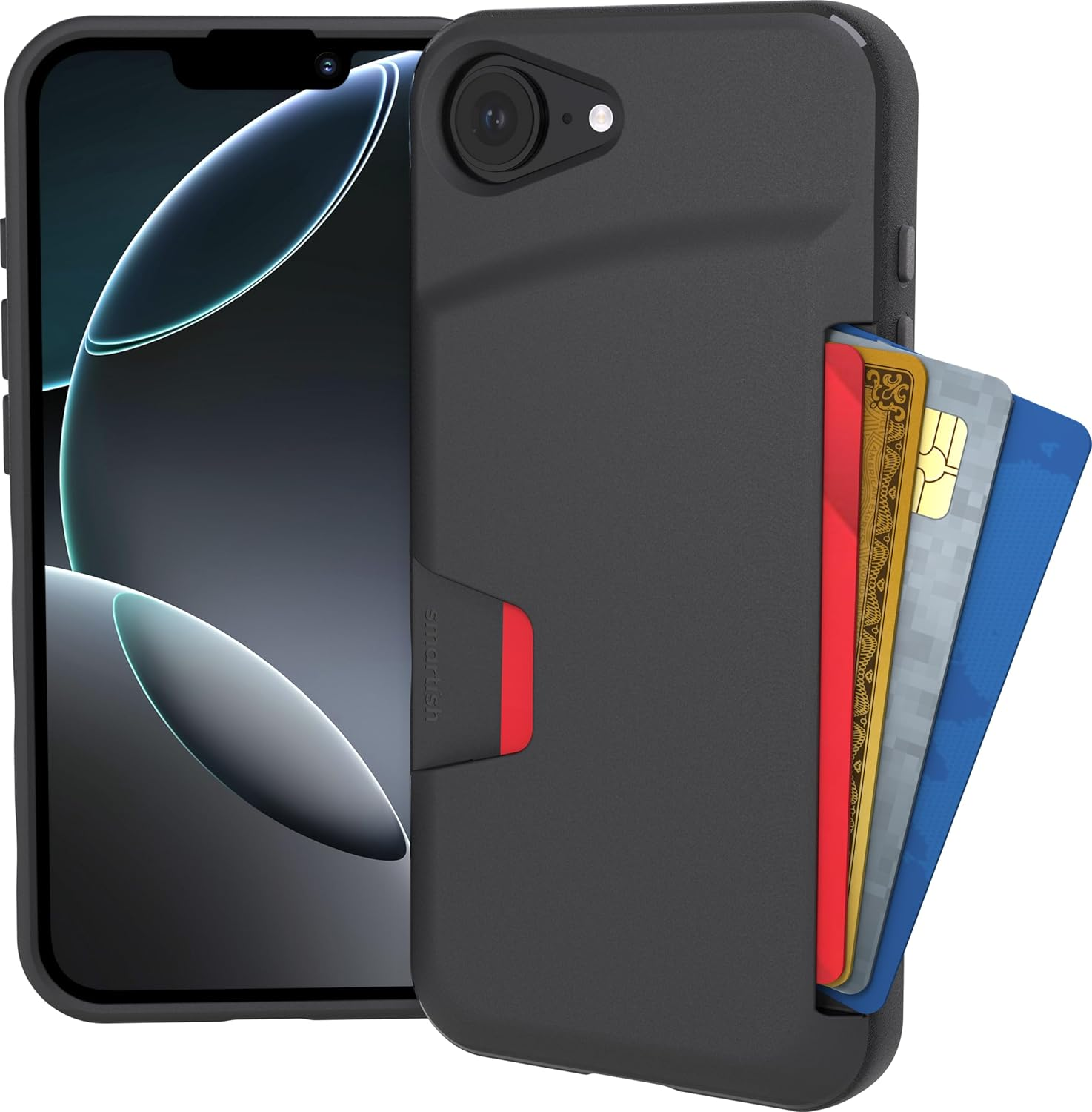 Smartish&reg; Iphone 16E Wallet Case - Wallet Slayer Vol. 1 [Slim + Protective] Credit Card Holder - Drop Tested Hidden Flip Card Slot Cover Compatible W/Apple Iphone 16E 2025 - Blues on the Green