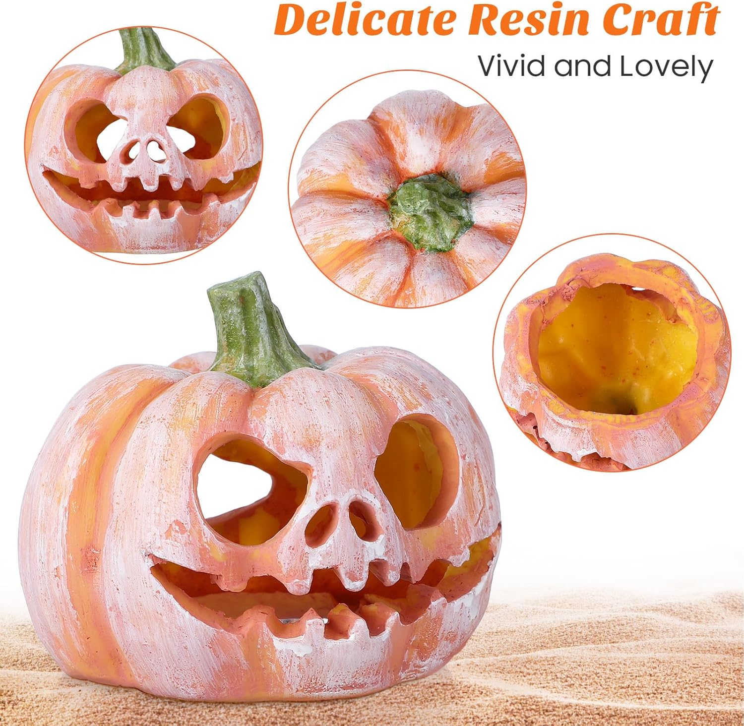 MHFOOU Halloween Fish Tank Decor, Small Resin Pumpkin Fish Hideout House Ornament, Halloween Aquarium Decorations for Aquarium Landscape, Small Fish, Shrimps, Frogs, Spider, 3.93X3.54X3.14 Inch