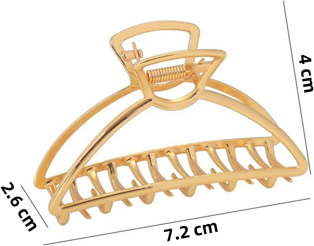 LATRAT Pack of 3 Hair Clips Metal Golden Non-Slip Large Hair Claw Clip Large Metal Claw Clips Hollow Hair Catcher Jaw Clamp Non-Slip Hair Pin Hair Clip for Women Girls