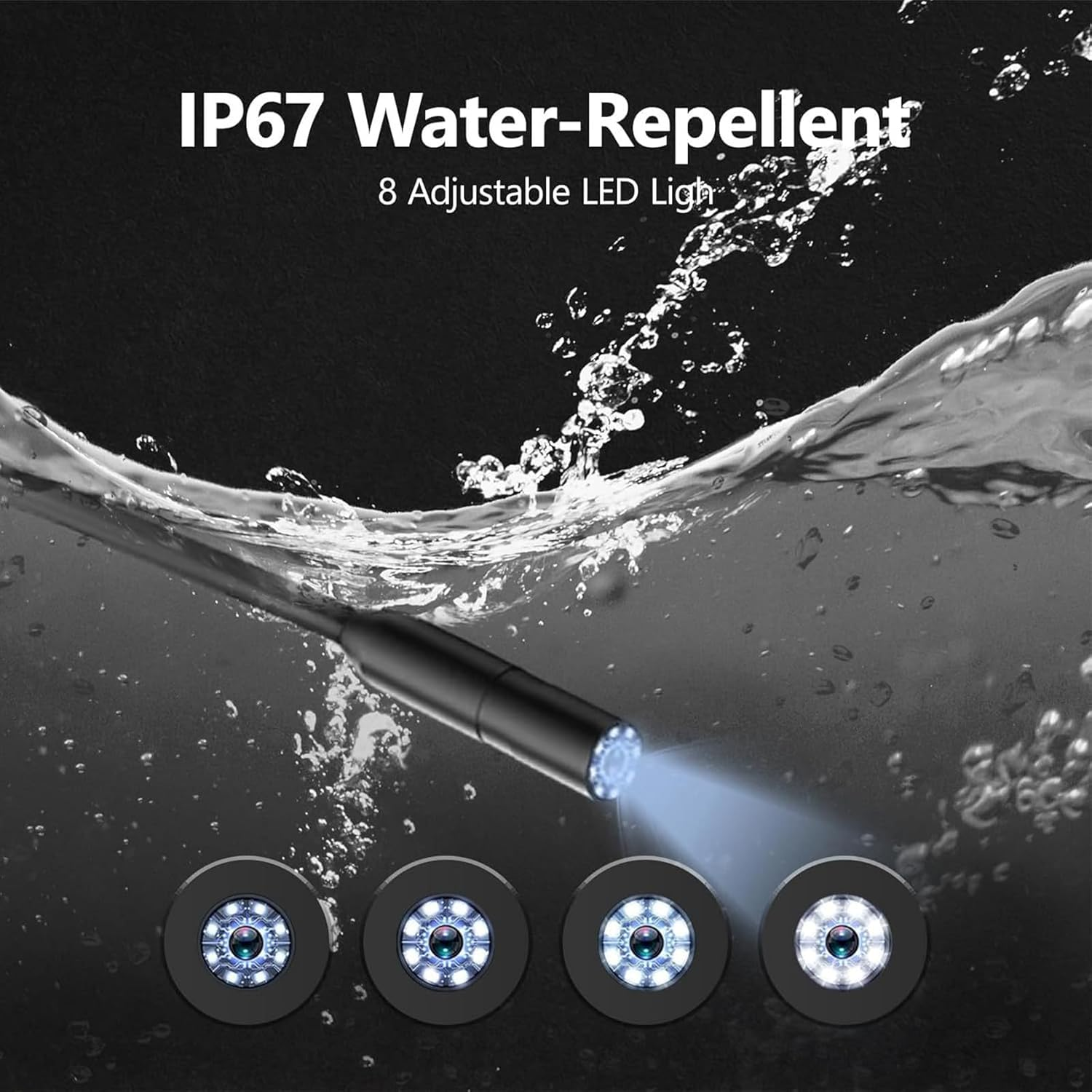 [Single Lens] Borescope,Endoscope Camera with Light,1920P Inspection Camera with 8+1 Adjustable LED Lights, Endoscope with 5M Semi-Rigid Cable Waterproof Snake Camera for Iphone, Ipad, Samsun、Android image number 1