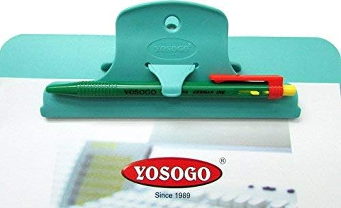 Yosogo A5 (6X9") Size Plastic Clipboard &ndash; 2 Pack with Handy Pen Holder & Pen &ndash; Holds up to 40 Sheets &ndash; Portable 6X9 Inch Size &ndash; Durable Plastic &ndash; Writing, Office, Stationary, School Supplies Set