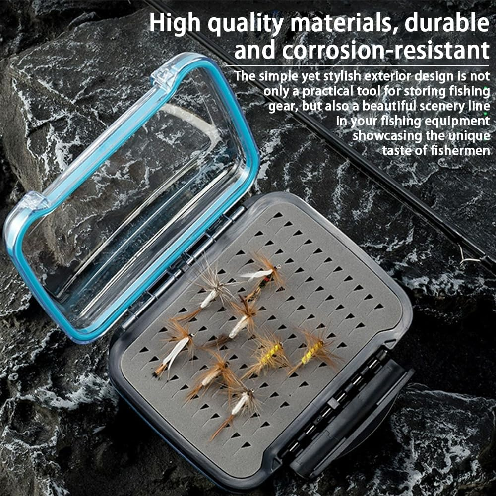 Fly Fishing Box, Two-Sided Waterproof Jig Boxes, Lightweight Fly Box with Transparent Lid, Easy Grip Fly Fishing Lures Box (Medium) image number 1