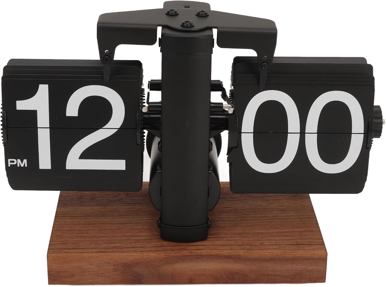 Retro Digital Flip down Clock, Battery Operated Auto Flip Clock, Digital Desk Table Page down Clock with Knob Adjustment, for Home Room Office Decoration (Black) image number 1