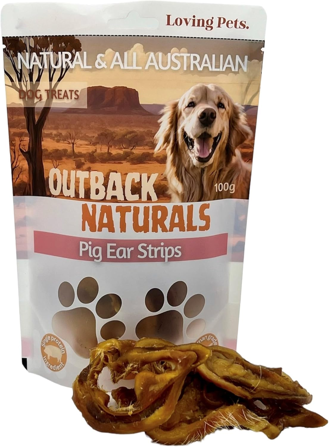 Loving Pets Pig Ear Strips Dog Treat 100 G