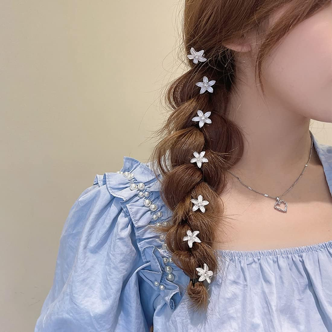 Zeayebsr 10 White Flower Hair Spiral Wedding Hair Accessories Bridal Hair Clips image number 1