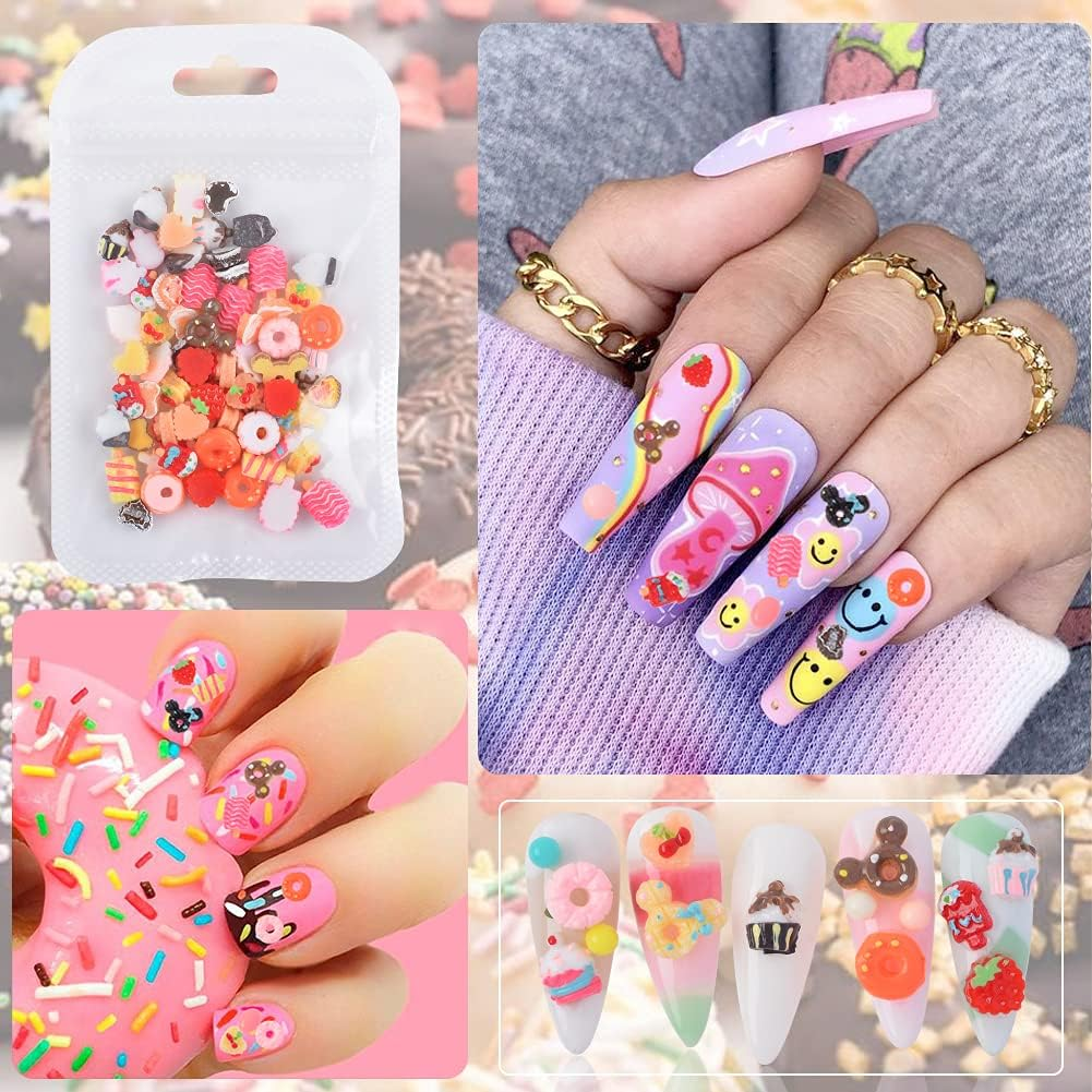WEILUSI 3D Flatback Resin Sugar Nail Art Sweet Candy Icecream Slime Charms for Nail Decoration Jewelry Making DIY Crafts