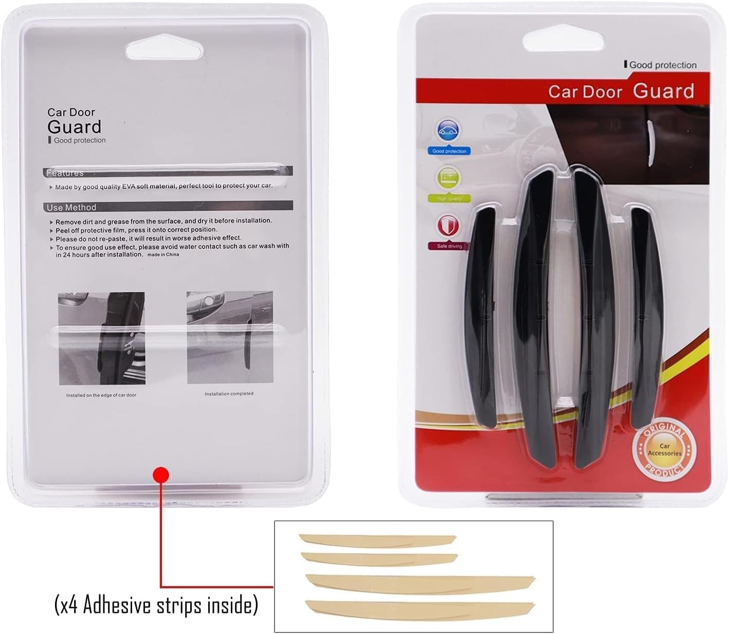 AUTOXBERT 4Pcs Black Car Door Edge Guard Scratch Moulding Trim Edge Anti-Collision Strip Protector,Protect Car Door from Scratches and Abrasion image number 5