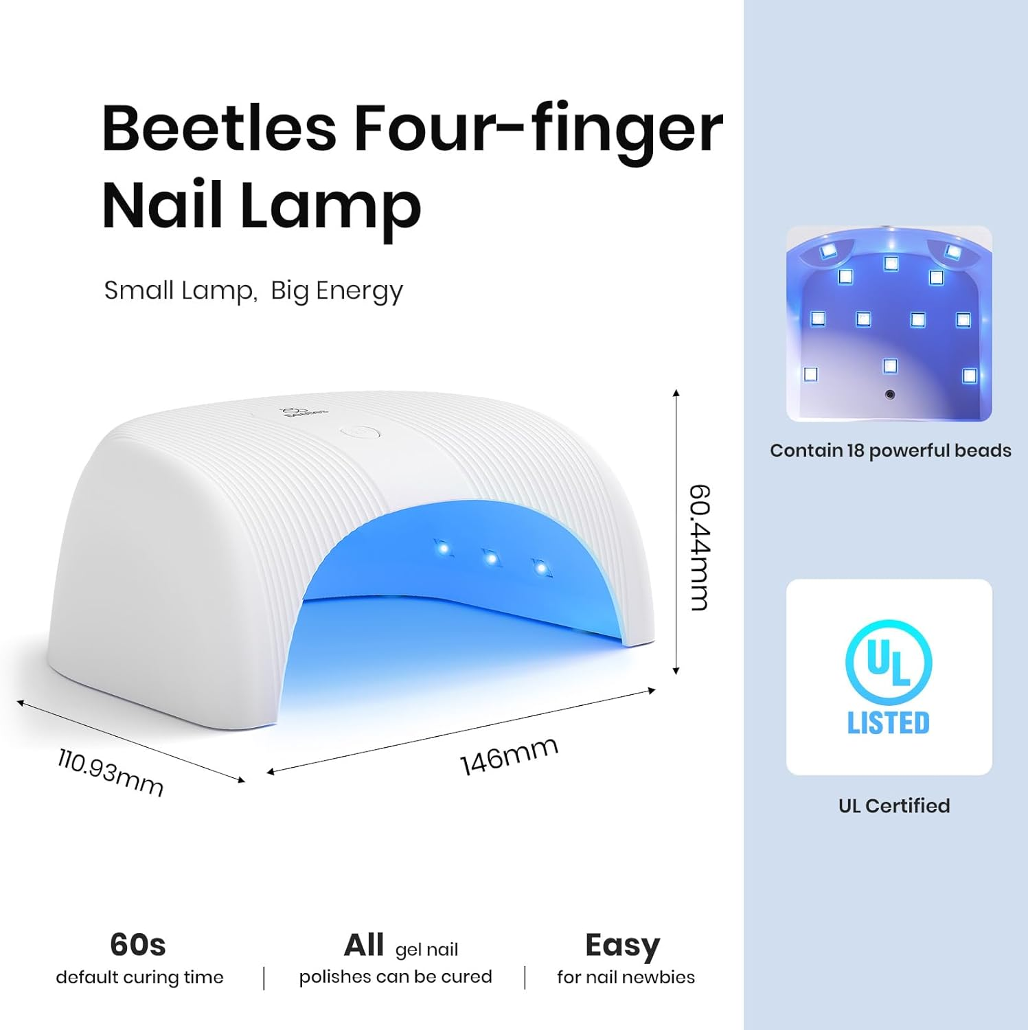 Beetles UV LED Nail Lamp, 10W Powerful UV Nail Light Curing Gel Nail Polish Gel Set/Base Gel/Top Coat DIY Manicure image number 5