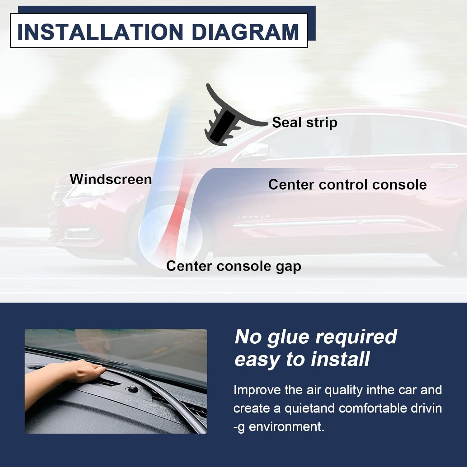 2.0M Universal Car Slit Windshield Trim Strip, Car Rubber Seal Protector Guard Strip, Car Dashboard Seal Strip, Dashboard Panel Sound Insulation Adhesive Strips, Suitable for Cars, Trucks, Boats, Rvs image number 6