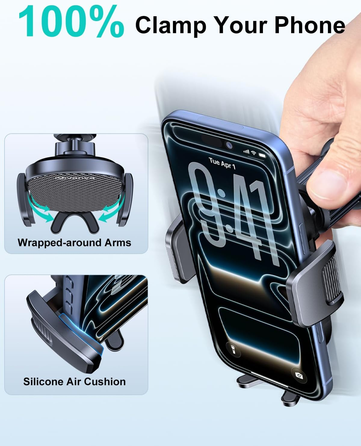 Vanva [ Military-Grade Protection ] Car Phone Mount, Phone Holder for Dashboard/Windshield/Air Vent, Easy Clamp Mount Compatible with Iphone 17 16 15 14 13 Pro Max (B1) - B1 image number 3