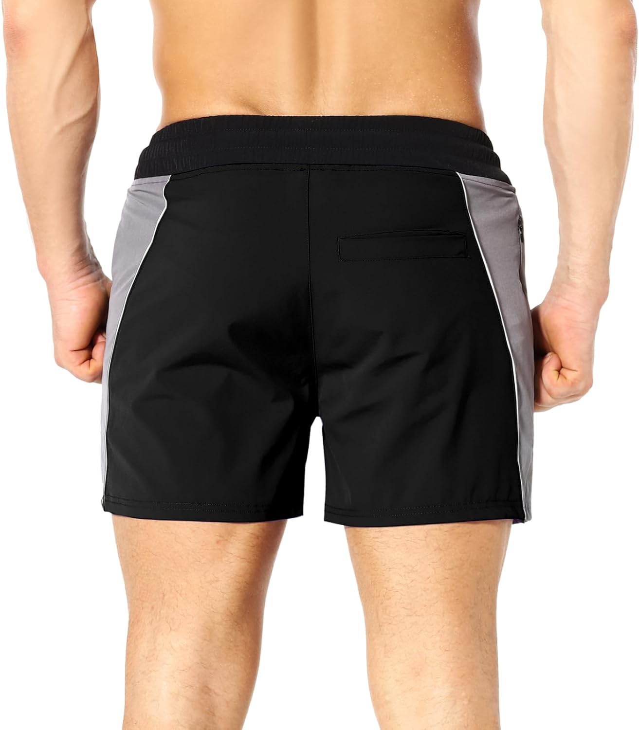 BROKIG Men'S Gym Sport Shorts, Lightweight Workout Fitness Running Shorts 5" Quick Dry Exercise Bodybuilding Shorts Zip Pocket image number 2