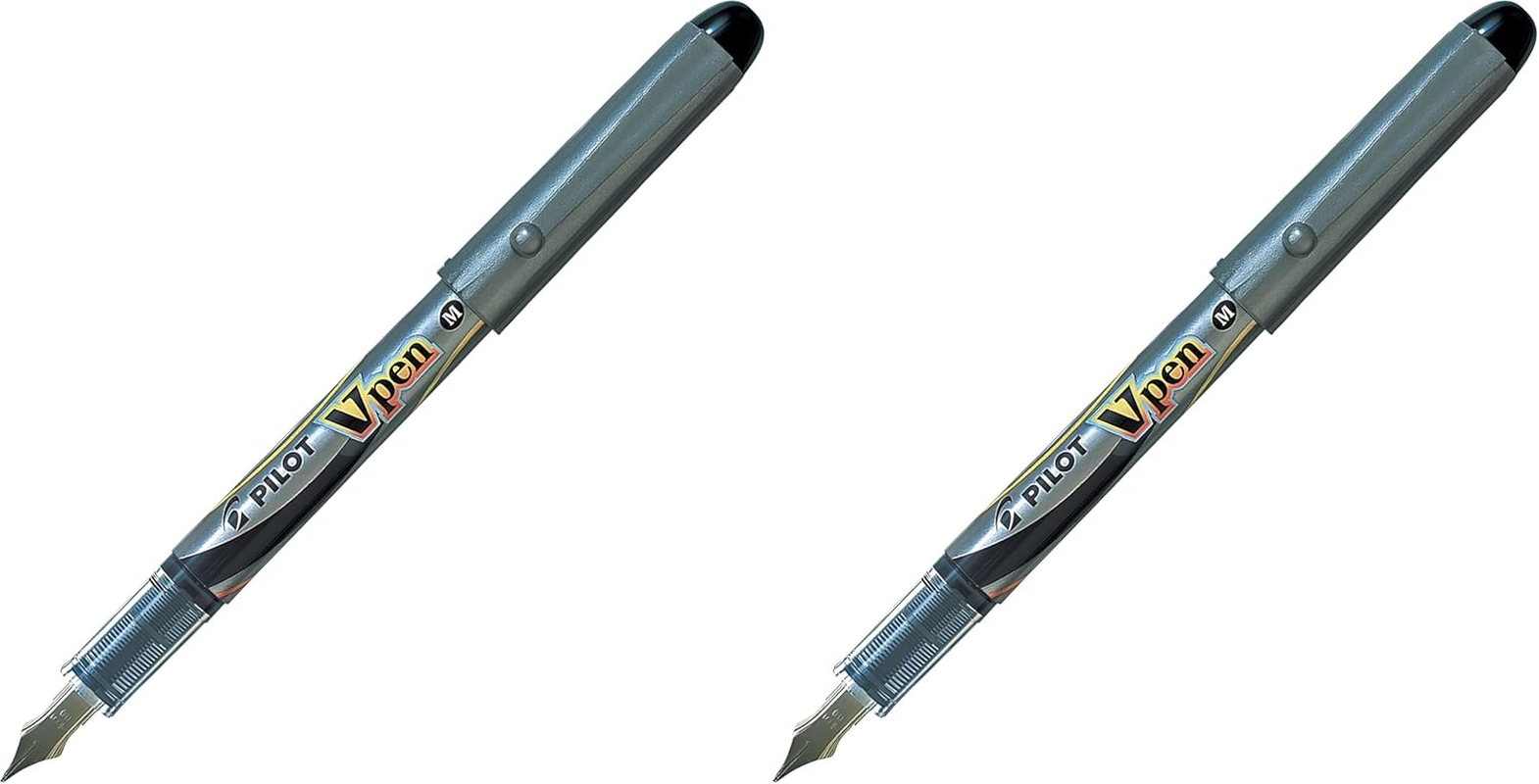 Pilot Vpen Silver Barrel Disposable Fountain Pen, Blue