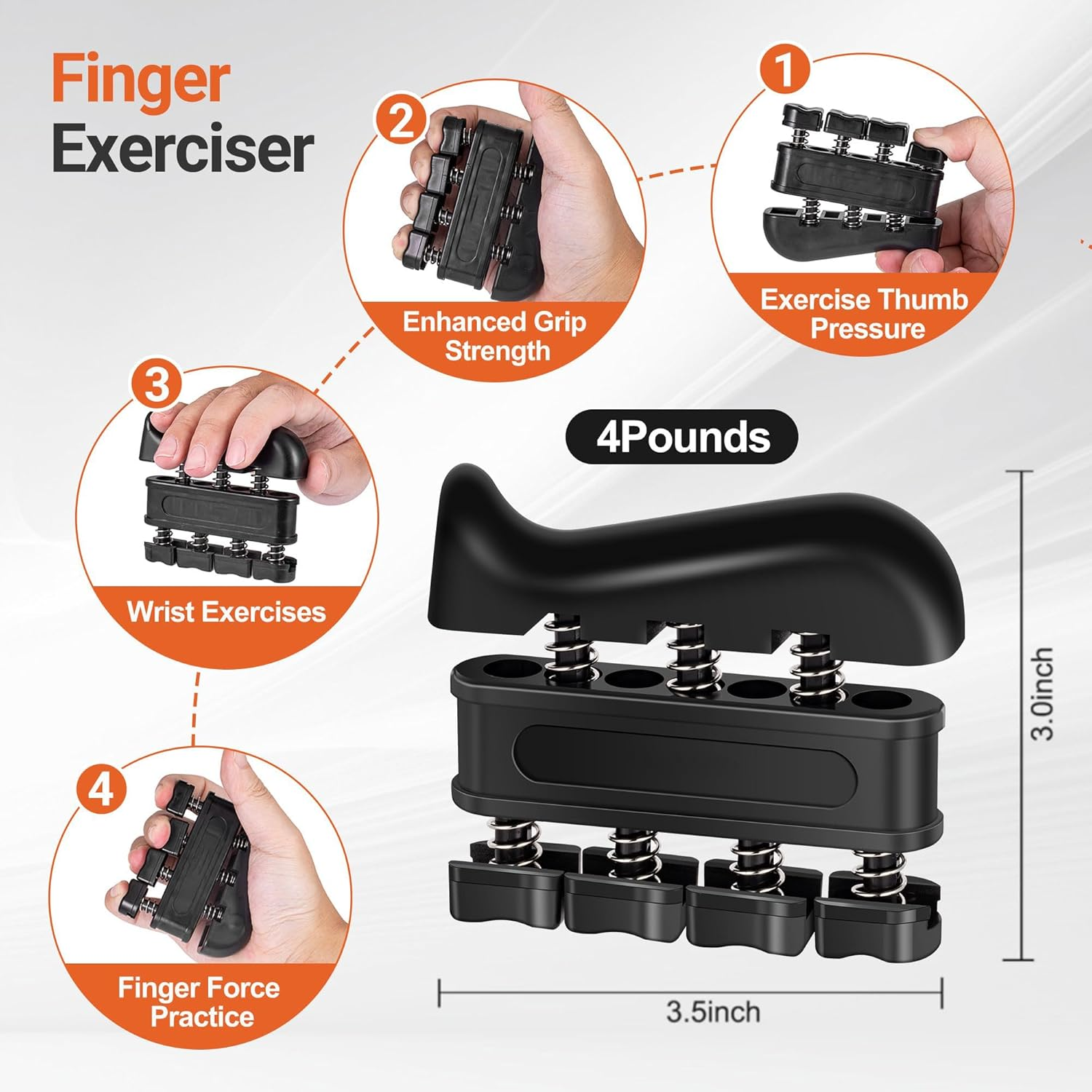Strength Pro Grip Trainer Set (6-Pack) - Hand & Forearm Strengthener with Finger Stretcher & Stress Relief Ball - Portable Home Gym Equipment for Men/Women image number 3