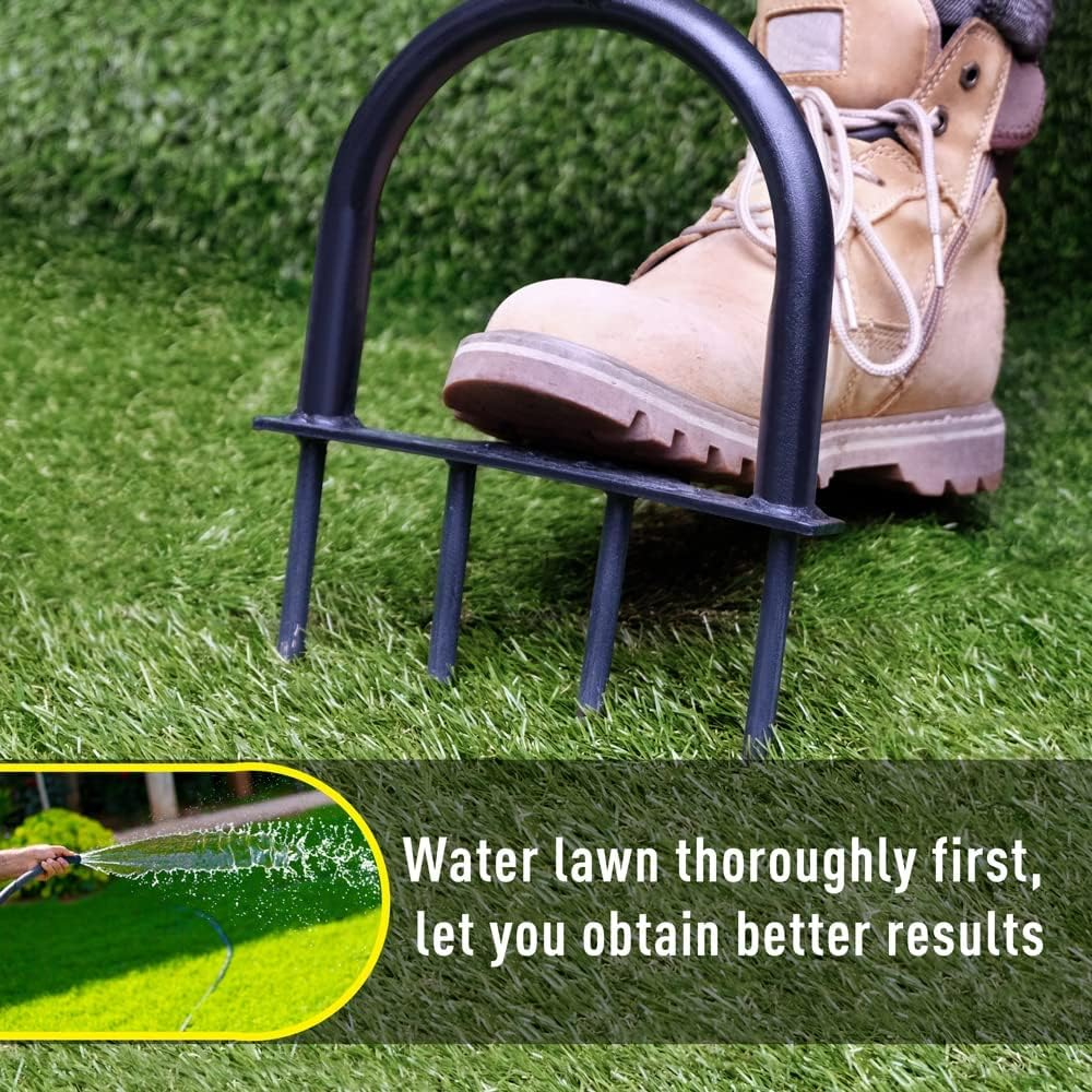 Colwelt Spike Lawn Aerator, Manual Aerator for Compacted Soils and Lawns, Non-Slip T-Handle Spike Aeration with Four 3.5-Inch Solid Steel Spikes, 38-Inch image number 1