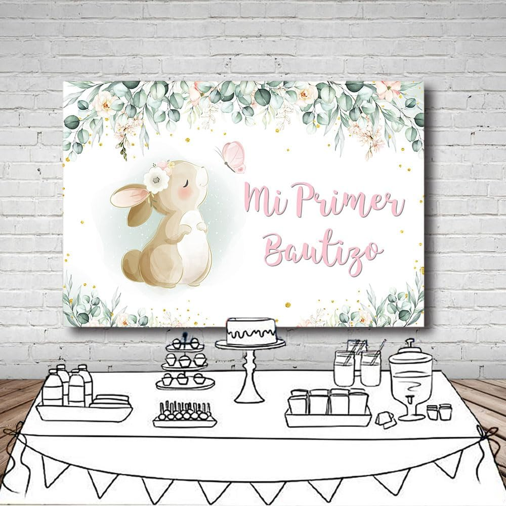 MEHOFOND 2.1 X 1.5 M Background of Children'S Christening My First Communion Cross Bohemian Flower Photography Background Dove Communion Church Christening Party Decoration Banner Studio Supplies