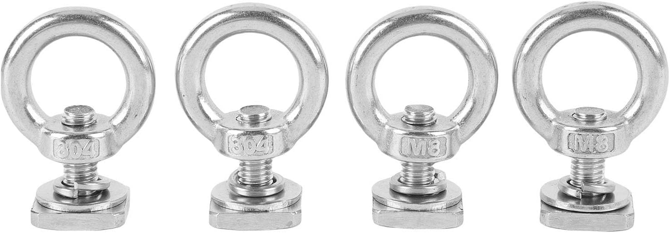 4PCS T Track Mount Tie down Anchor for Roof Rack, M8 Sturdy Stainless Steel Ring Shaped Eye, T Eye Nut Tie down Rings for Holding Bungee Cord, Ropes, Hooks (Black)