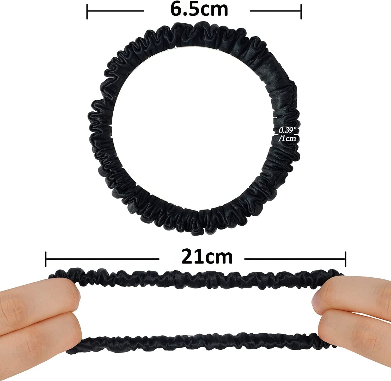 Silk Scrunchie, 100% Pure Mulberry Silk Scrunchie Small Slim Hair Tie for Women Silk Scrunchies for Thin Thick Curly Hair Luxurious Elastic Scrunchies Set (4 Scrunchies, 2Black+1Coffee+1Beige) image number 2