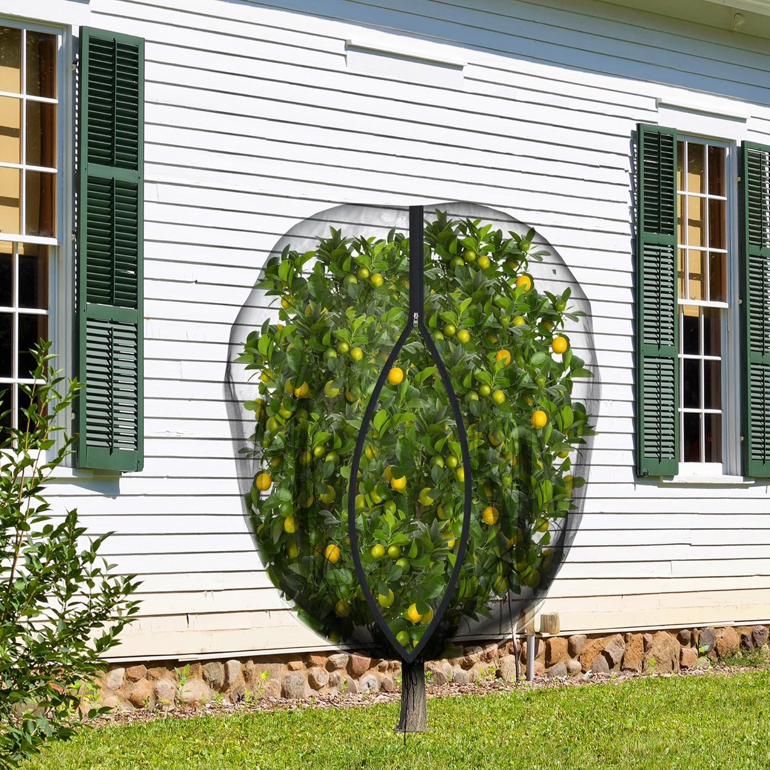 2 Pcs Black Large Fruit Tree Netting with Zipper and Drawstring, 5.3 X 5.3 Ft Breathable Mesh Garden Bird Netting Plant Cover, Insect Bird Barrier Net Mesh for Protect Plants from Squirrel Bugs image number 3