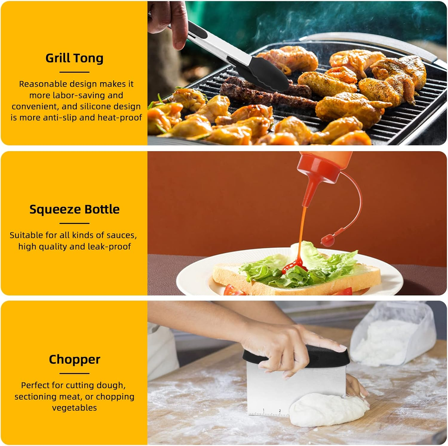 Griddle Accessories Kit, 139PCS Flat Top Griddle Grill Tools Set for Blackstone and Camp Chef, Professional Grill Utensils Set with Spatula, Basting Cover, Scraper for Men Women Outdoor Backyard BBQ image number 3