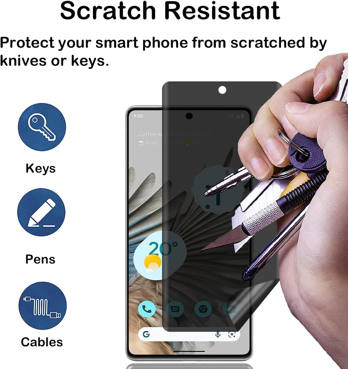 Privacy Screen Protector for Google Pixel 7 Pro [Pack of 2], Privacy Film, Privacy Film, Scratch-Resistant, Bubble-Free, Anti-Fingerprint, Anti-Spy TPU Screen Protector for Google Pixel 7 Pro image number 5