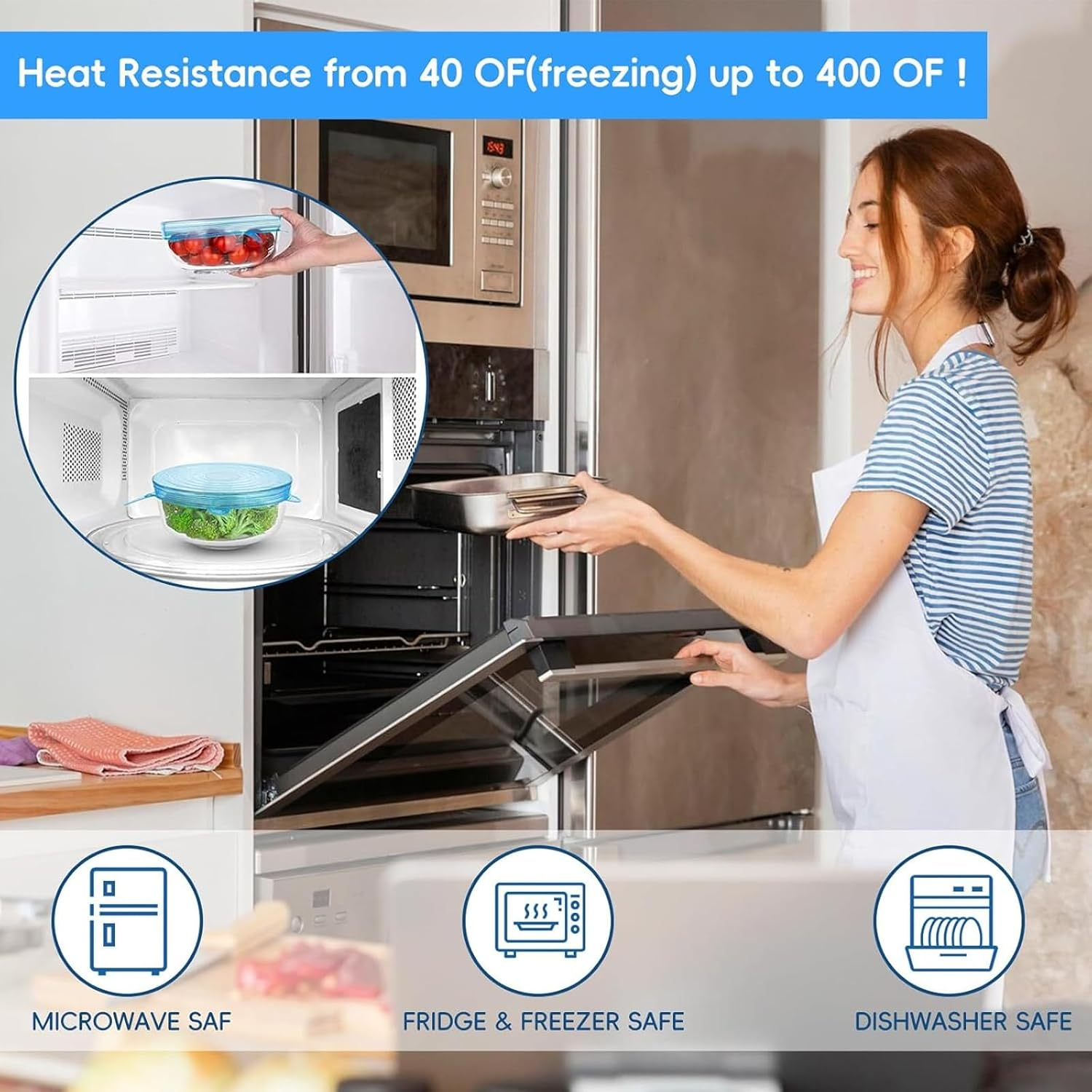 VICSDEP Silicone Stretch Lids, 24 Pack Reusable Silicone Lids, Silicone Bowl Covers for Food Storage, 6 Sizes to Meet Most Containers to Keep Food Fresh, Microwave Safe - Easy Clean Pink image number 1