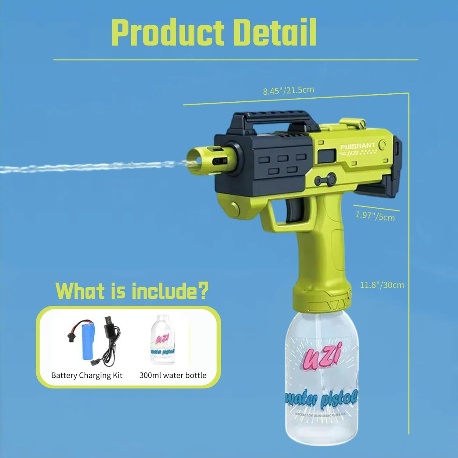 Electric Water Gun, Automatic Water Gun, 10M Range Battery Powered High Power Electric Squirt Gun, Full Auto Water Pistol with High Pressure, 300Ml Large Capacity Water Bottle Electric Water Gun image number 3